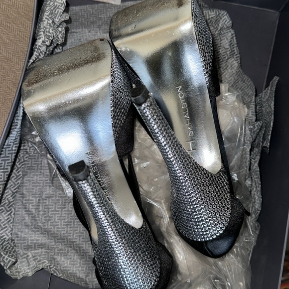 Black crystal satin heels - Picture 4 of 5